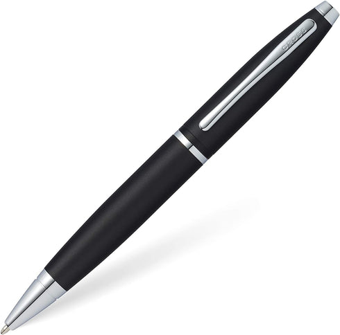 Cross Calais Signature Ballpoint Pen - Satin Black Barrel with Polished Mid Band and Bonus Black Refill