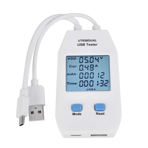 USB Meter, Digital LCD Display Voltmeter Ammeter Detector for Measuring Voltage, Current, Capacity, Energy, Resistance,