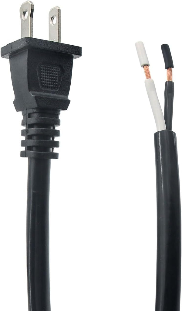 14 Gauge Replacement Power Cord, 2 Prong 6.46Ft Cable for Appliance, NEMA 1-15P 110V 115V 120V Pigtail