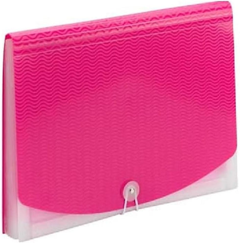 Smead Poly Expanding File, Wave Pattern Pink/Clear, 12 Dividers, Flap and Cord Closure, Letter Size (70864)