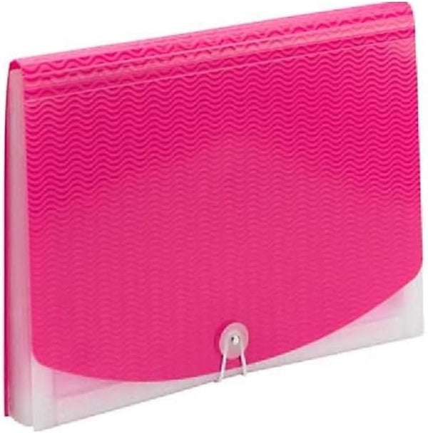 Smead Poly Expanding File, Wave Pattern Pink/Clear, 12 Dividers, Flap and Cord Closure, Letter Size (70864)