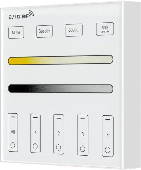 BTF-LIGHTING Wireless 2.4G RF 4 Zone Single Color Wall Mounted Smart Panel