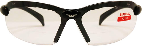 C-2 2 Z87.1+ 2.5 Global Vision Bifocal Safety Glasses Pair Black Frames Clear Lens