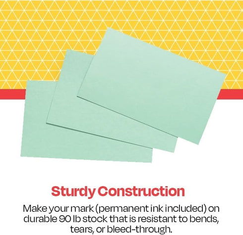 School Smart Blank Plain Index Cards, 3 x 5 Inches, Green, Pack of 100