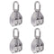 Rocaris 4 Pack Stainless Steel Wire Rope Crane Double Pulley Block - M20 Lifting Crane Swivel Hook