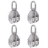 Rocaris 4 Pack Stainless Steel Wire Rope Crane Double Pulley Block - M20 Lifting Crane Swivel Hook