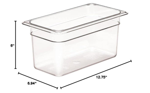 Cambro Clear Food Pan, Third Size (6-15/16 x 12-3/4) - 6"