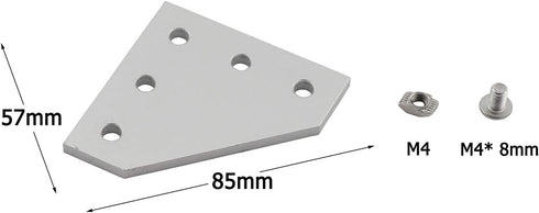 2020 Series L Shape Joint Plate Bracket Kit - 4pcs Joint Plate, 20pcs M5 T-Slot Nuts, 20pcs M5x8mm Screws