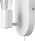 65000134 1-Light 6ft Globe Electric Plug-in or Hardwire Wall Sconce, Matte White, White Fabric Covered Cord, Inline