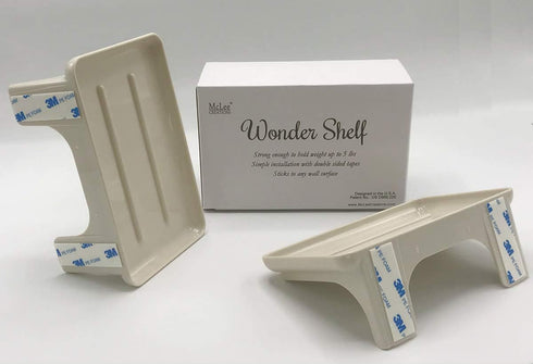 (2, Wonder Shelf - Small Plastic Self Adhesive Bathroom Wall Mount Shelf - Fits Over Toilet Paper Holder - Designed