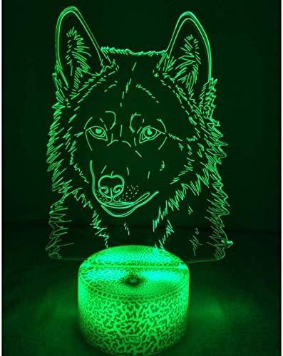 YTDZLTD 3D 16 Creative Wolf Night Light Colors Changing USB Power Remote Control Touch Switch Decor Lamp Optical