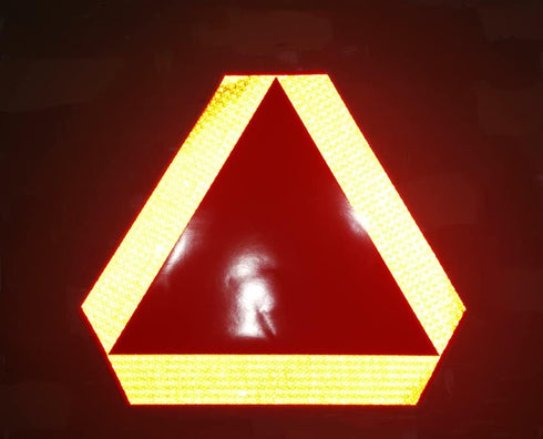 Sticky Slow Moving Vehicle Triangle Sign, Golf Cart Orange Triangle Signs, 14"x16" Reflective for Golf Cart