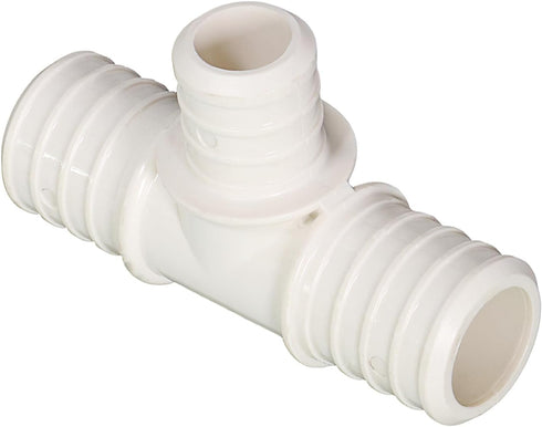 QQSU3431-5 Plastic PEX Poly Alloy Reducing Tee Barb Pipe Fitting, 3/4'' x 3/4'' x 1/2'', White (5 Pack)