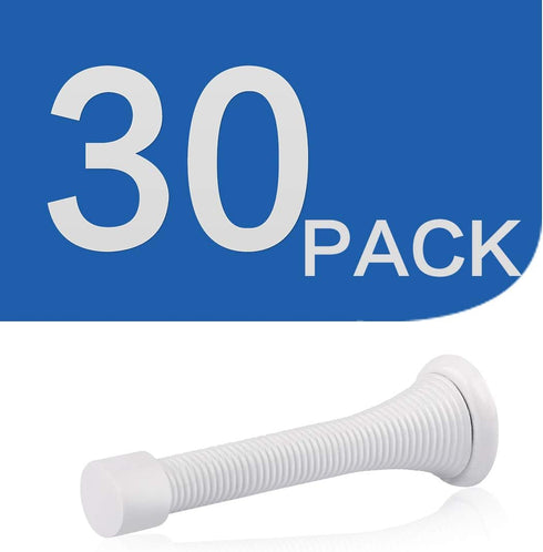 HOMOTEK 30 Pack Heavy Duty Spring Door Stops with White Rubber Bumper Tips