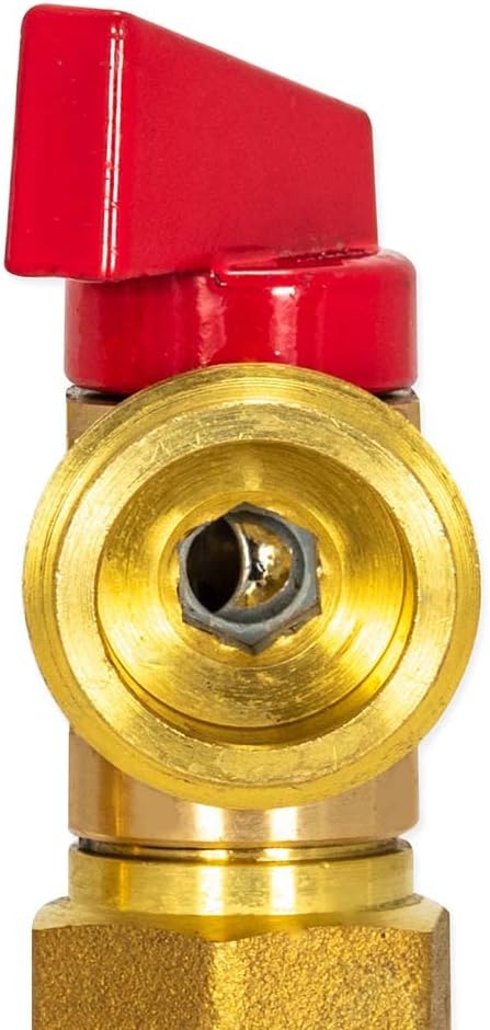 Eastman 60280 Brass Outlet Box Washing Machine Valve, 1/2 Inch MIP x 3/4 Inch MHT, Quarter Turn Ball Valve, Red Handle
