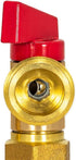 Eastman 60280 Brass Outlet Box Washing Machine Valve, 1/2 Inch MIP x 3/4 Inch MHT, Quarter Turn Ball Valve, Red Handle