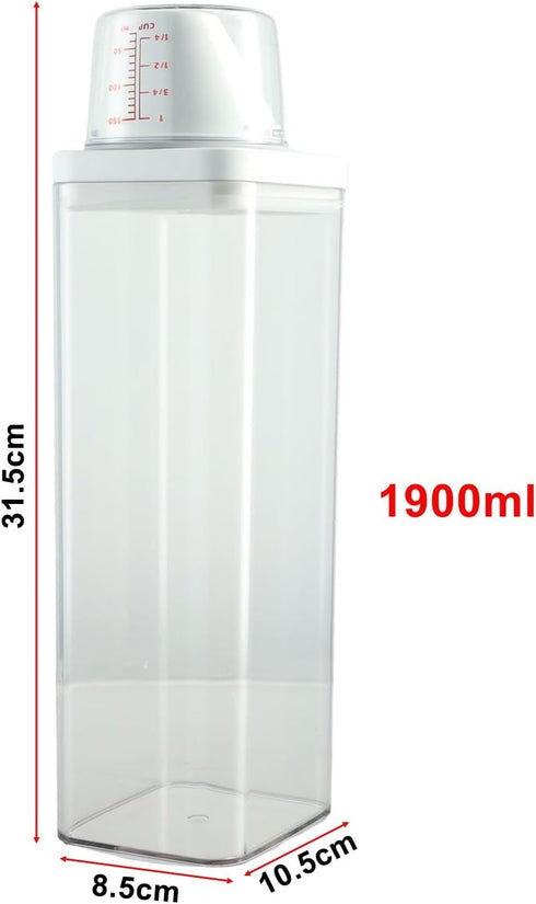 Generic Organization(1500ml) Laundry Detergent Dispenser with Airtight Lid and Measuring Cup, Transparent AS Body