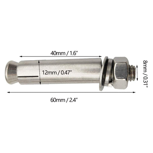 Expansion Bolts, 304 Stainless Steel External Hex Nut Expansion Screw Bolts, M8x60mm, 8Pcs