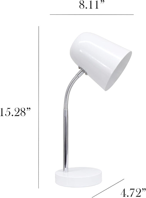 LD1075-OFF 15.28" Simple Designs Sleek Essentials Minimalist Metal Desk Task Lamp, for Office, Desk, Nightstand, Dorm