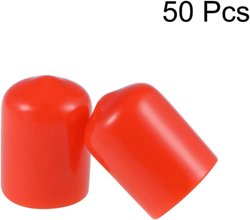 uxcell 50pcs Rubber End Caps, 1/2-inch(13mm) ID Vinyl Round Tube Bolt Cap Cover, Red