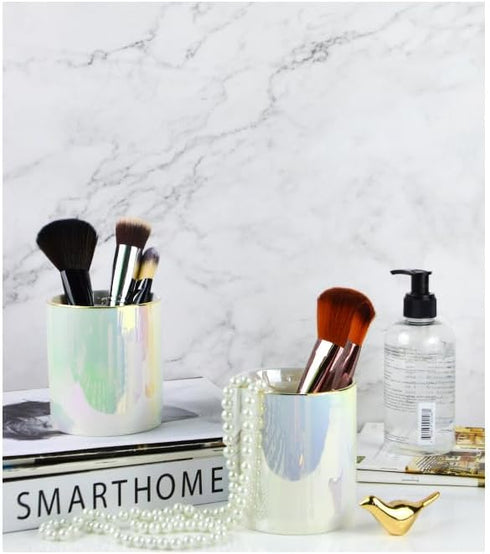 Ceramic Iridescent Pen Holder - Durable Desk Organizer & Paper Clip for Girls, Women, Office, Classroom, Home