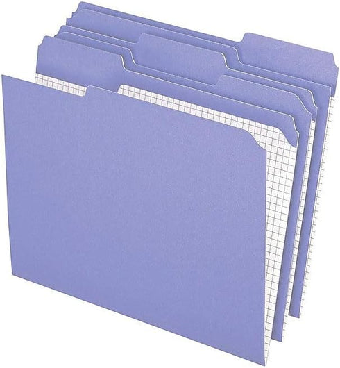 Pendaflex Color File Folders - Letter Size Lavender - 100/BX with Interior Grid