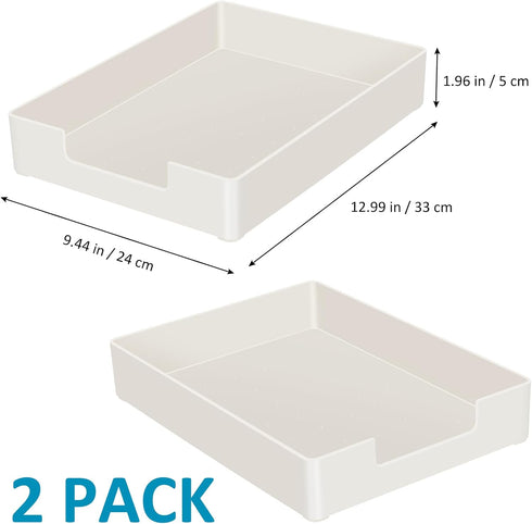 Letter Size Tray Desk Organizer Tray 2Pcs A4 Plastic Paper Tray Stackable Letter Tray Paper Holder File Organizer for Office Supplies School Home Desk Accessories (White) by SANWICH