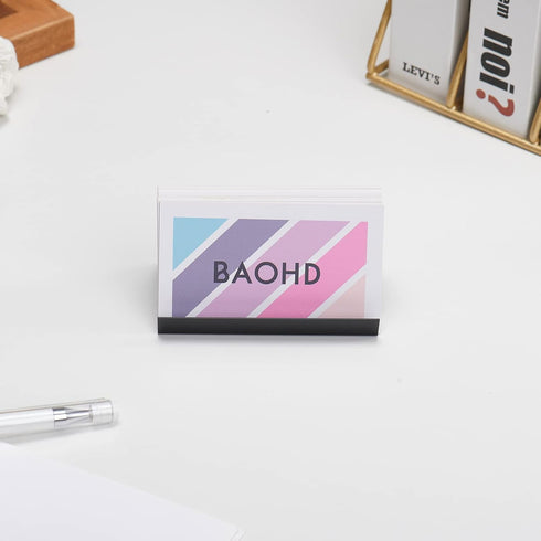 Business Card Holder for Desk, Modern Metal Display Stand, 2 Pack Black Business Card Organizer