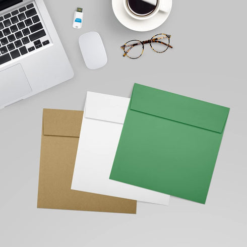 LUXPaper Invitation Envelopes Square | Peel & Press | 6 1/2" x 6 1/2" | Holiday Green | 80lb. Text | 50 Qty