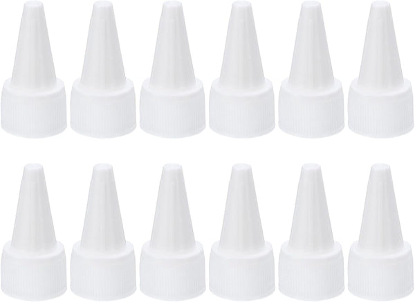 PATIKIL 12Pcs 18/410 Twist Bottle Caps, Plastic Ribbed Edge Squeeze Replacement Caps with Foam Gasket for Paint Lids