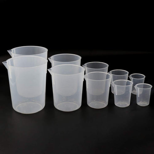 ULAB Scientific Plastic Beaker Set, 5 Sizes 50ml 100ml 250ml 500ml 1000ml, Stackable with Spout, UBP1007