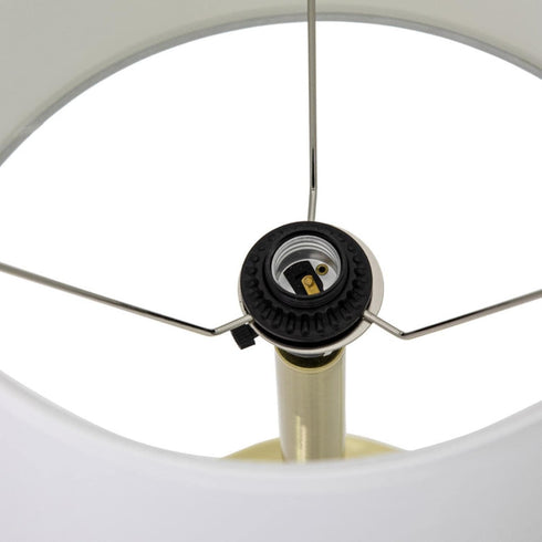 Yosemite Home Decor Bryce 1-Light Table Lamp in Brushed Gold with White Fabric Shade
