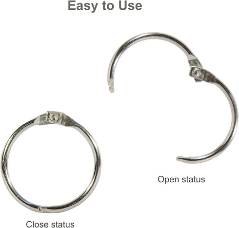 DESKEMAI 2 Inch 6 Pack Metal Nickel Plated Loose Leaf Binder Rings, Silver, for Key, Index and Flash Cards, fof School