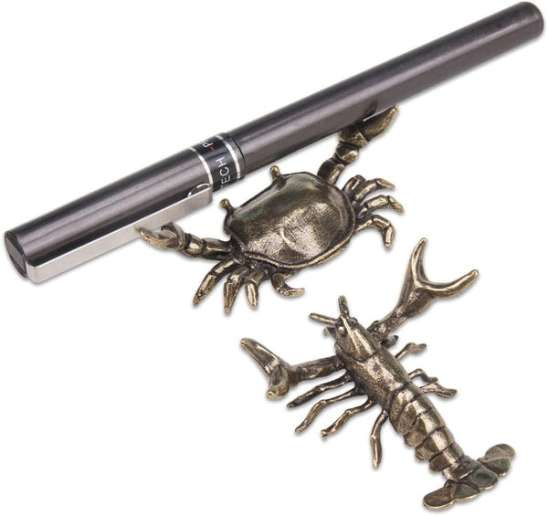 ZORZA 2Pcs Weightlifting Lobster Desk Pen Stand and Crab Pen Holder Vintage Crab
