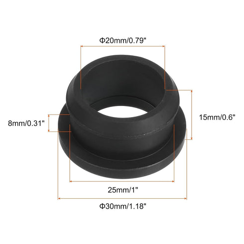 MECCANIXITY 4Pcs Snap Rubber Grommet Hole Plug Mount Dia 25mm ID 20mm H 15mm Seal Anti-Scratch for Electrical Box Cable Pipe Black