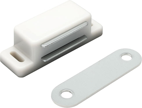 Zorveiio 4Pcs White Magnetic Cabinet Catches, Easy Mount Plastic Latches with Screws, Magnetic Closure Hardware