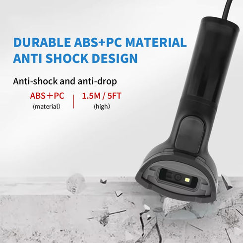 SUR ING CMOS PDF417 1D 2D Handheld USB Barcode Scanner, Wired QR Barcode Scanner Data Matrix for POS Mobile Payment