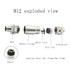 2Pcs M12 4 Pin Male Connector, D Code Straight Type Adapter for PG7/PG9 Cable IP67 Waterproof Shielding