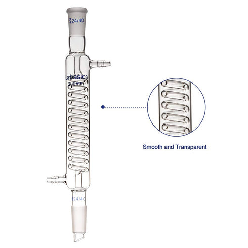 Borosilicate Glass Graham Condenser Lab Glass Condenser 200mm Jacket Length with 24/40 Joint
