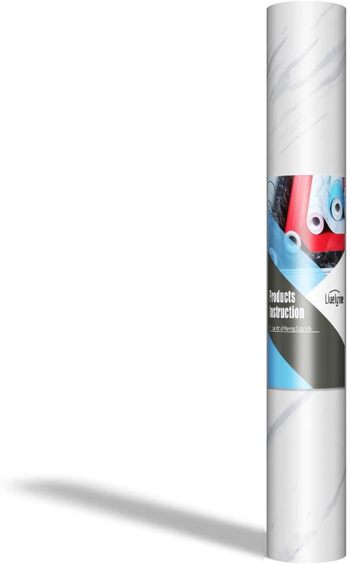 Livelynine Marble Contact Paper, Waterproof Peel and Stick Wallpaper for Kitchen Countertop, White Cabinet Cover