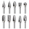 Tungsten Carbide Rotary Burr Set for Dremel, 10PCS Double Cut Carving Bits with 1/8 Shank for Woodworking