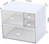 Desk Organizer, White Plastic Makeup Organizer with 4 Drawers, Vanity & Bathroom Storage Box for Dresser or Counter