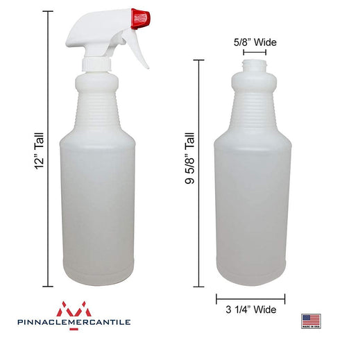 Pinnacle Mercantile Plastic Spray Bottles - Leak Proof Technology, Empty 32 oz, Pack of 10, Made in USA