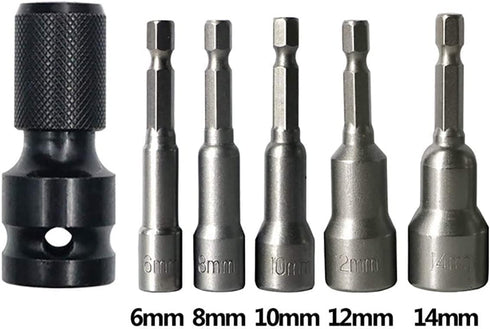 DCA 4PCS 1/2 inch Square Drive to 1/4 inch Hex Female Socket Adapter for Impact Wrench