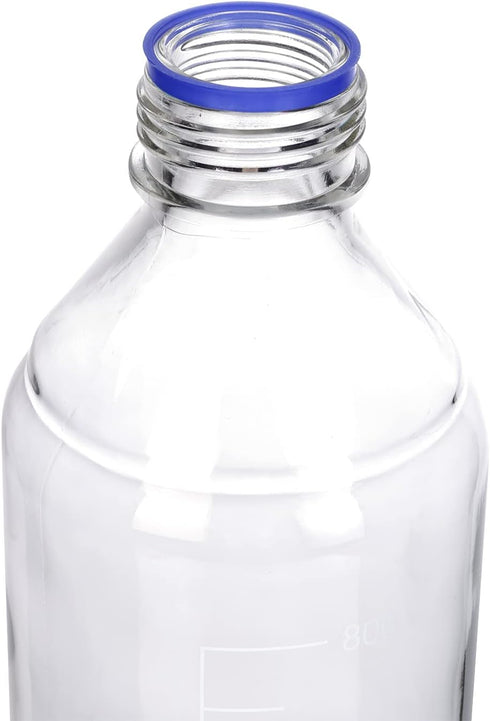 4 Pieces 1000 mL Graduated Round Glass Bottles with GL45 Orange Polypropylene Screw Cap for Media/Storage