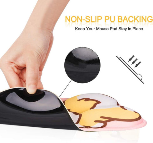 HAOCOO Ergonomic Pink Mouse Pad with Wrist Support, Non-Slip Backing Corgi Anime Cute Gel Mouse Pad, Easy-Typing and