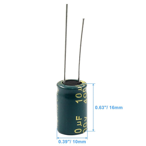 Hordion 10PCS 400V 10UF 0.39x0.63in Electrolytic Capacitor, High Frequency Aluminum Electrolytic Capacitors for TV LCD