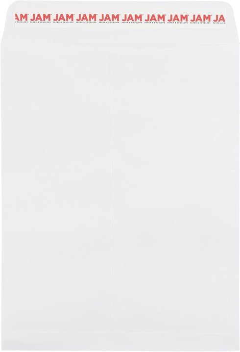 JAM PAPER Open End Commercial Envelopes, 8 3/4 x 11 3/4, Peel and Seal Closure, White, 50/Pack