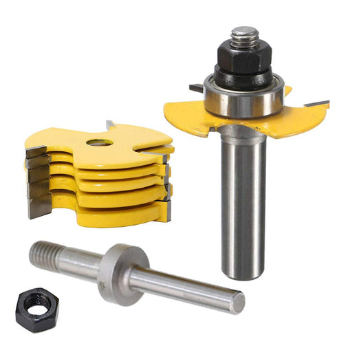 Yakamoz 1/2 Inch Shank Adjustable 3 Wing Slot Cutter Router Bit Set with 6 Pieces Slotting Cutters, 1/2 Inch Cutting
