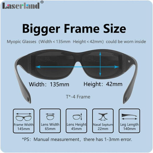 OD6 Laser Safety Glasses, UV Light Violet Blue for 405nm, 445nm, 450nm, 473nm Laser Protection